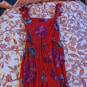 Floral Red Midi Dress